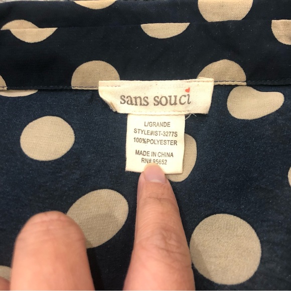 CHIFFON DARK BLUE BLACK YELLOW BUTTON UP HIGH LOW POLKA DOT TANK - Picture 7 of 8